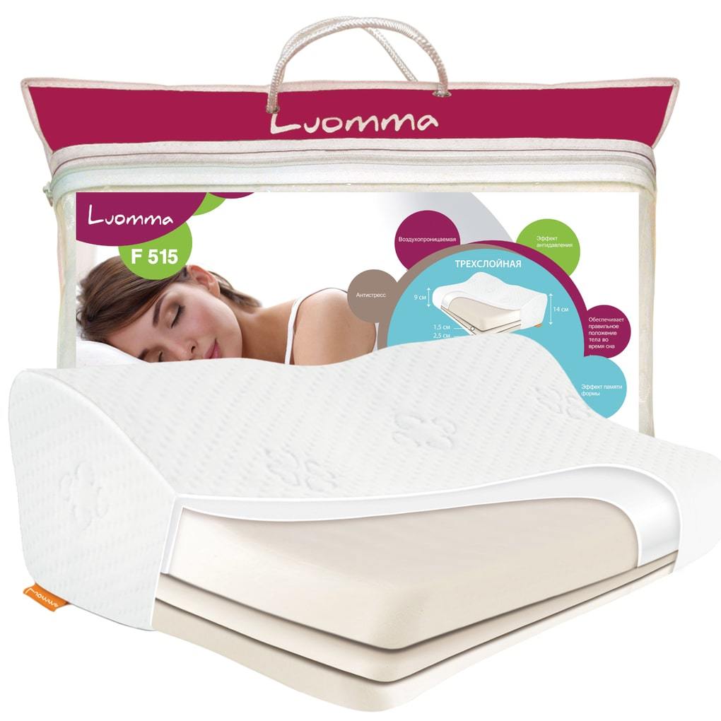 Подушка регулируемая по высоте LUMF-515 Luomma с эффектом памяти трехслойная купить в OrtoMir24